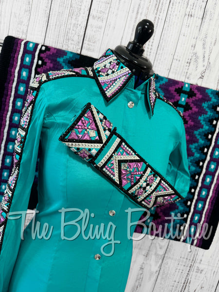 Teal, Berry, Grape & Black Day Shirt Set (Medium)