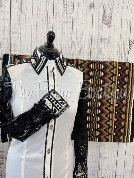 Black & White Day Shirt Set With Lace Sleeves (L)