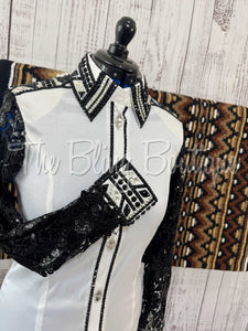 Black & White Day Shirt Set With Lace Sleeves (L)