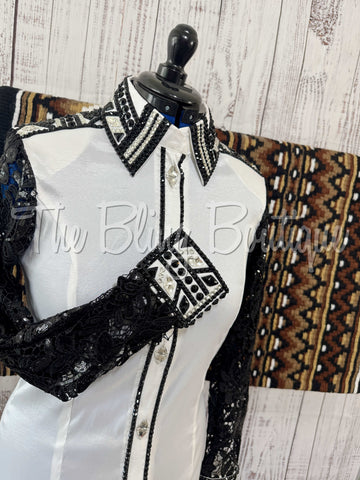 Black & White Day Shirt Set With Lace Sleeves (L)
