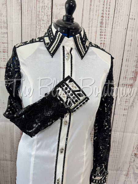 Black & White Day Shirt Set With Lace Sleeves (L)