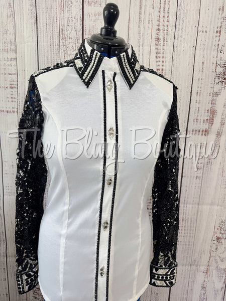 Black & White Day Shirt Set With Lace Sleeves (L)