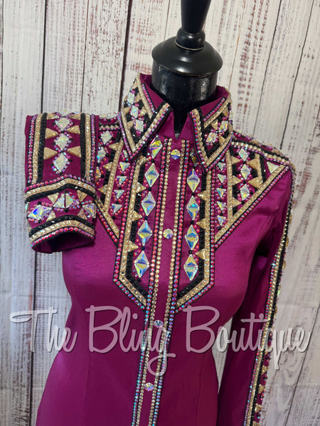 Raspberry, Fuchsia, Tan & Black Day Shirt Set (XS/S)