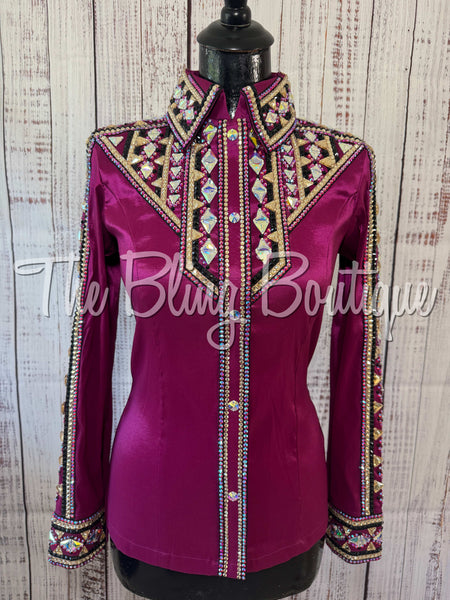 Raspberry, Fuchsia, Tan & Black Day Shirt Set (XS/S)