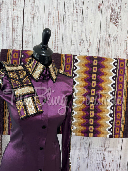 Plum, Tan, Black & Bronze Day Shirt Set (S)