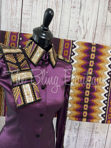 Plum, Tan, Black & Bronze Day Shirt Set (S)