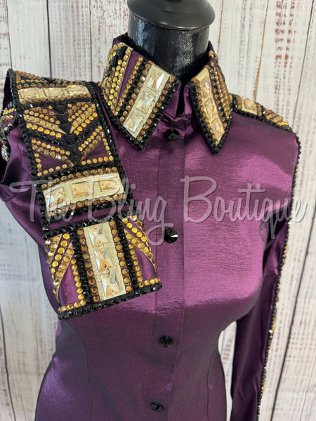 Plum, Tan, Black & Bronze Day Shirt Set (S)