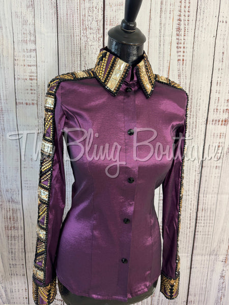 Plum, Tan, Black & Bronze Day Shirt Set (S)
