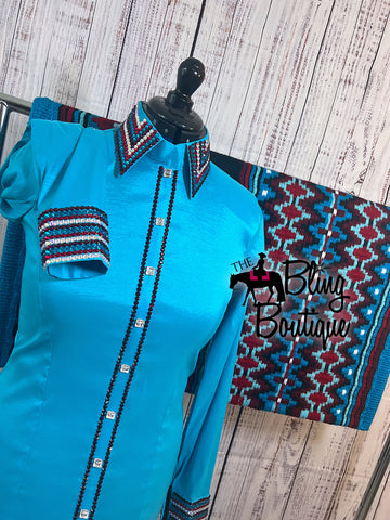 Turquoise & Red Day Shirt Set (L)
