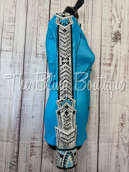 Turquoise, Silver & Black Day Shirt Set (Small)