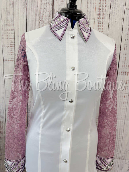 White & Berry Day Shirt Set With Lace Sleeves (L)