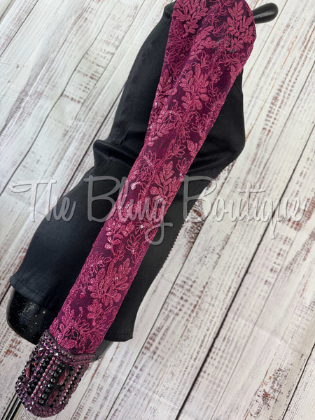Black & Raspberry Day Shirt Set With Lace Sleeves (S)