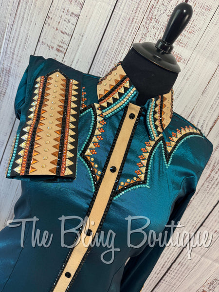Ocean Teal, Copper, Tan & Black Day Shirt Set (2XL)