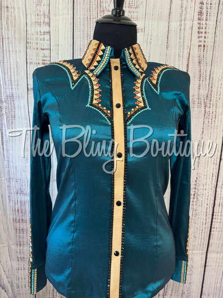 Ocean Teal, Copper, Tan & Black Day Shirt Set (2XL)
