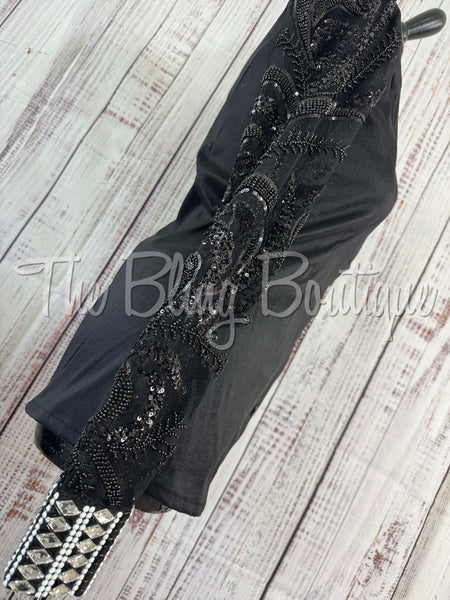 Black & White Day Shirt With Lace Sleeves (M)