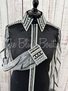 Black, Grey & White Day Shirt With Lace Sleeves (L)