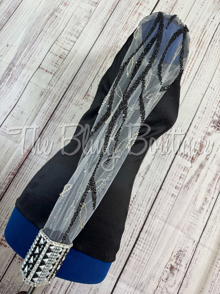 Black, Grey & White Day Shirt With Lace Sleeves (L)