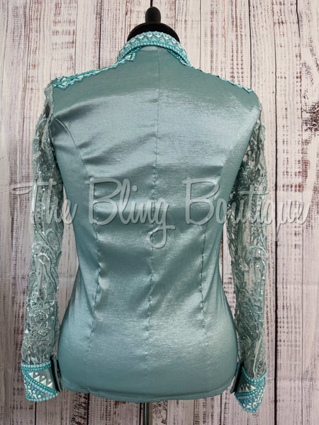 Sea Foam & Aqua Day Shirt With Lace Sleeves (XL)