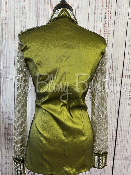 Olive Green Day Shirt With Lace Sleeves (M)