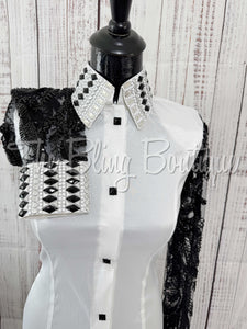 White & Black Day Shirt With Lace Sleeves (S)