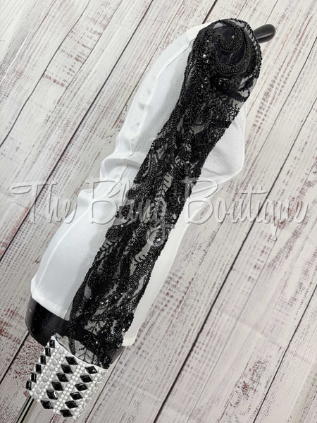 White & Black Day Shirt With Lace Sleeves (S)