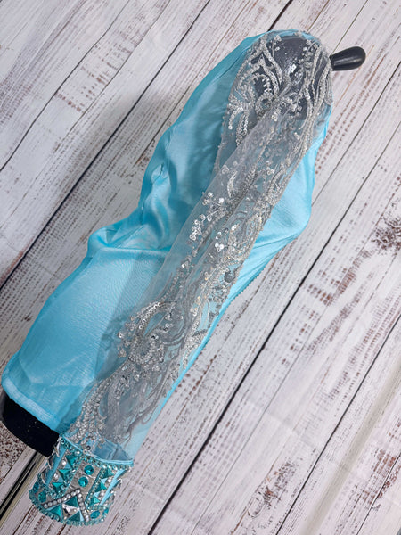 Turquoise & Silver Day Shirt With Lace Sleeves (M)