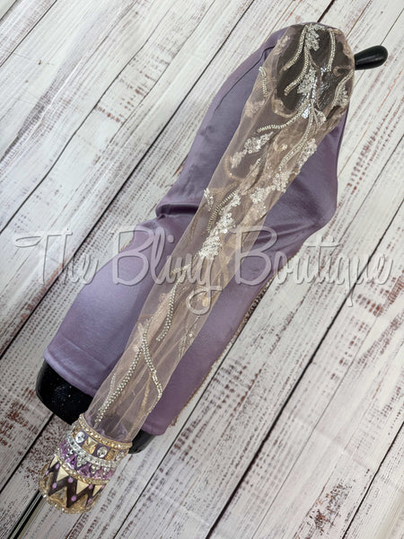 Orchid & Tan Day Shirt With Lace Sleeves (S)