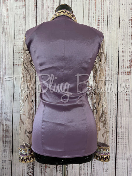 Orchid & Tan Day Shirt With Lace Sleeves (S)