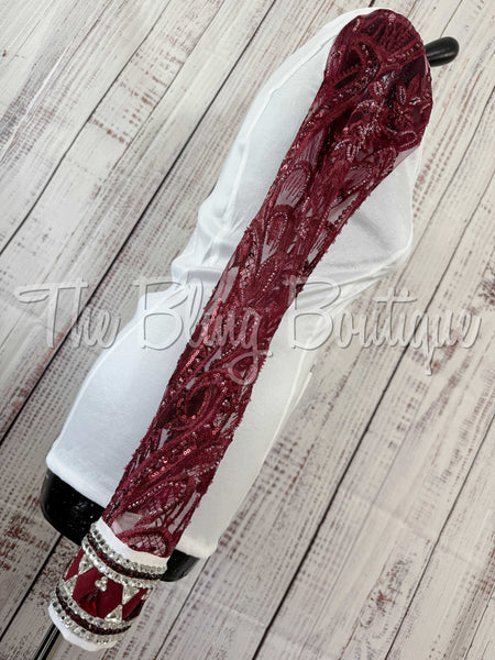 White & Burgundy Day Shirt With Lace Sleeves (S)