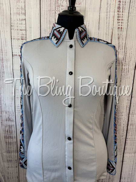 Grey, Light Blue, Burgundy & Black Day Shirt Set (XL)