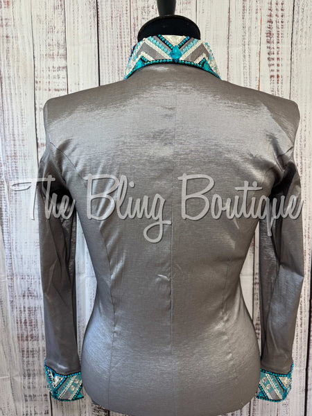 Grey, Turquoise & Black Day Shirt Set (XL)
