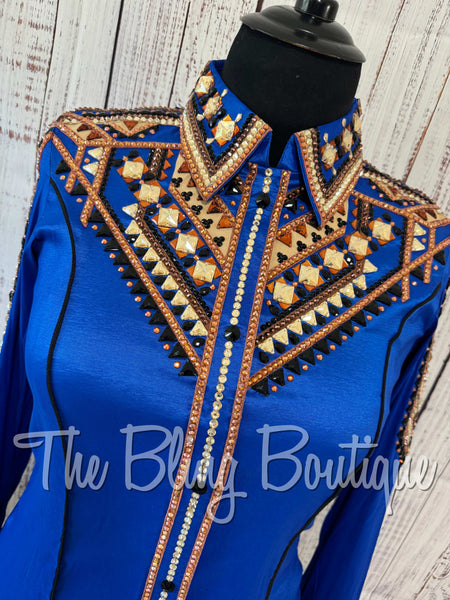 Royal Blue, Copper, Tan & Black Day Shirt Set (XL)