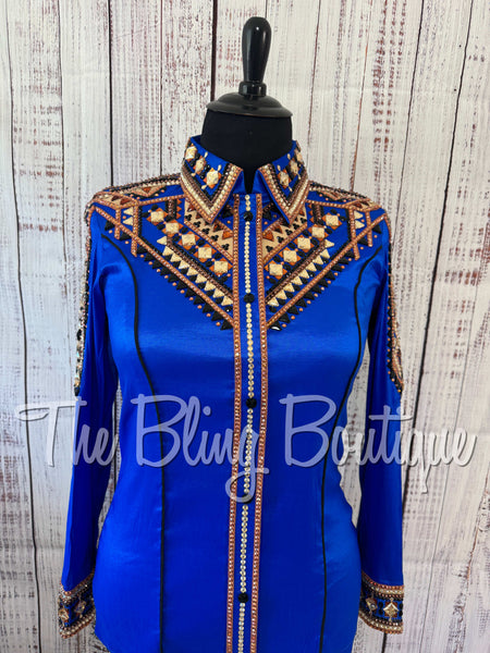 Royal Blue, Copper, Tan & Black Day Shirt Set (XL)