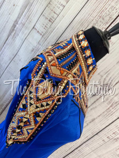 Royal Blue, Copper, Tan & Black Day Shirt Set (XL)