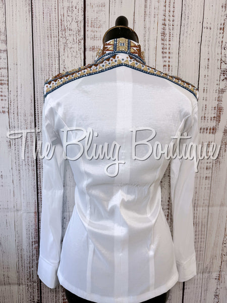 White, Cornflower Blue, Copper & Tan Day Shirt Set (XS/S)