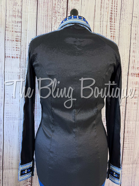 Black, Periwinkle, Blue & White Day Shirt Set (Medium)