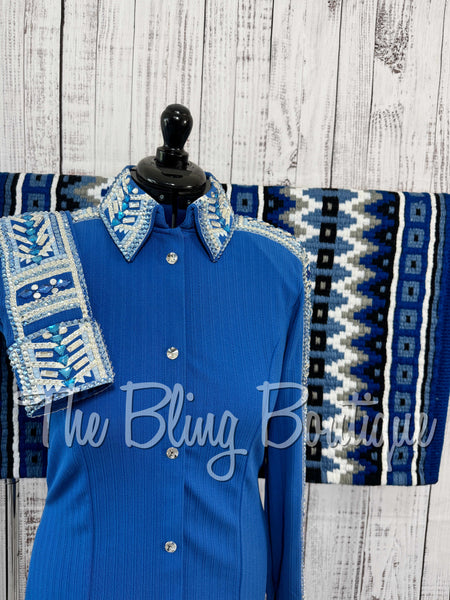 Blue, Periwinkle & White Day Shirt Set (Large)