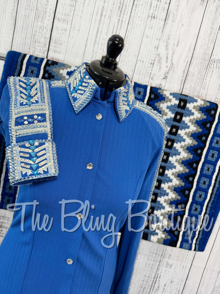 Blue, Periwinkle & White Day Shirt Set (Large)