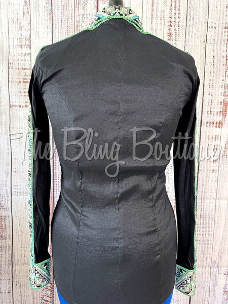 Black, Mint, Teal & Aqua Bolero Vest Set (M)