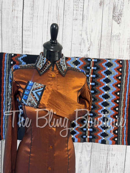 Rust, Periwinkle, Gunmetal Grey & Black Day Shirt Set (XS/S)
