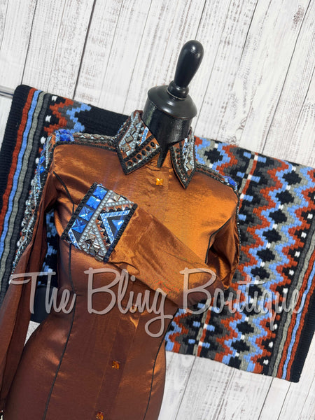 Rust, Periwinkle, Gunmetal Grey & Black Day Shirt Set (XS/S)