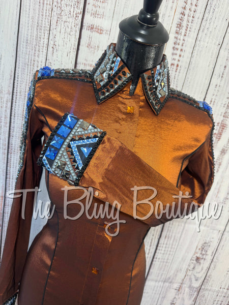 Rust, Periwinkle, Gunmetal Grey & Black Day Shirt Set (XS/S)