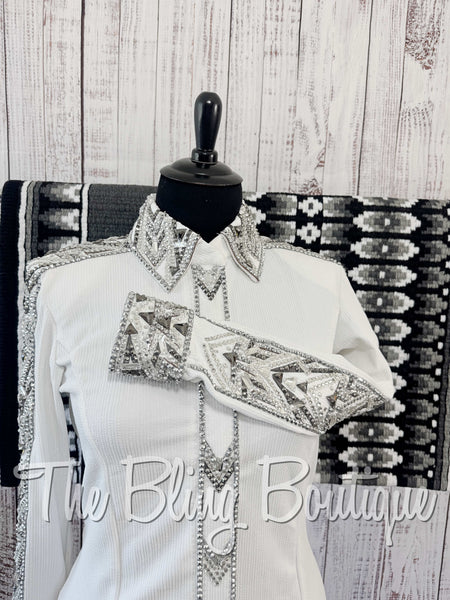 White, Gunmetal Grey & Silver Day Shirt Set (2XL)