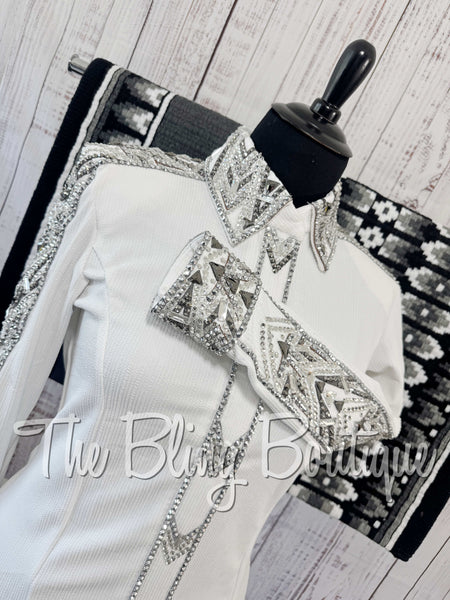 White, Gunmetal Grey & Silver Day Shirt Set (2XL)