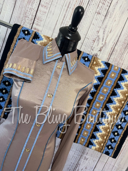 Mocha & Periwinkle Simple Day Shirt Set (XS/S)