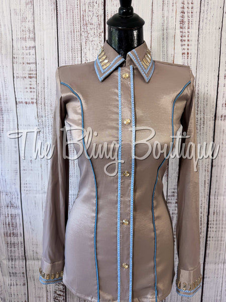 Mocha & Periwinkle Simple Day Shirt Set (XS/S)