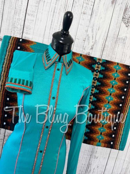 Teal & Copper Simple Day Shirt Set (Small)