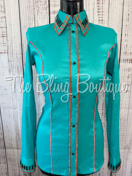 Teal & Copper Simple Day Shirt Set (Small)
