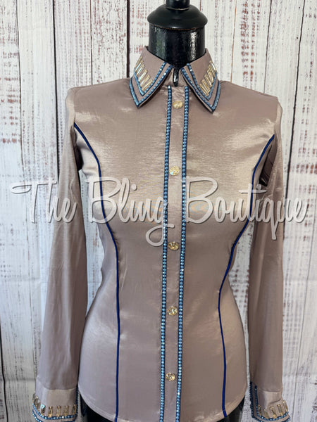 Mocha & Navy Blue Simple Day Shirt Set (XS/S)