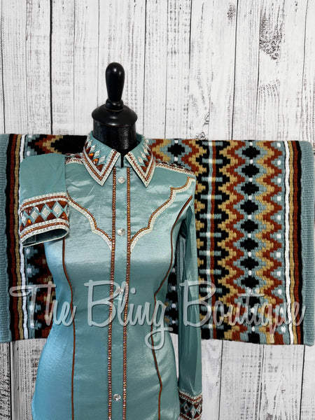 RE-ORDER Sea Foam, Copper & White Day Shirt Set (Choose Your Size)